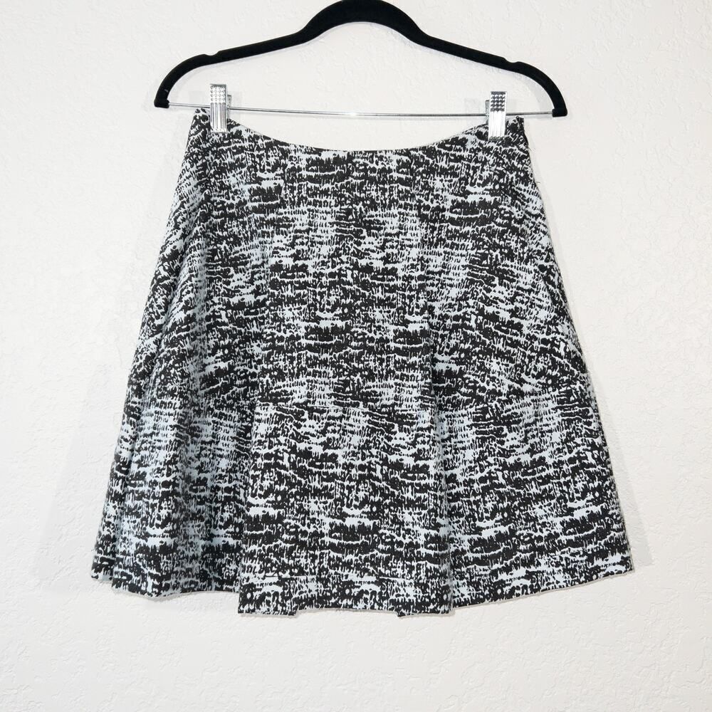 Jonathan Simkhai Blue & Black Patterned Thick Pleated Skirt Size‎ 2